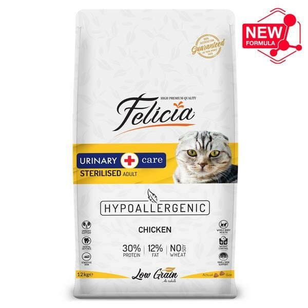 Felicia Düşük Tahıllı Tavuklu HypoAllergenic Kısırlaştırılmış Kedi Maması 12kg