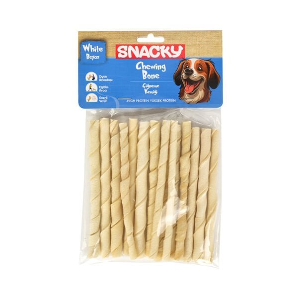 Snacky Burgu Çubuk Köpek Çiğneme Kemiği Beyaz 15 Adet 105 Gr