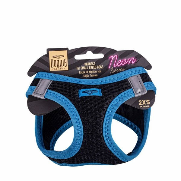 Doggie Havalı Dokuma Neon Küçük Irk Köpek Göğüs Tasması Xxsmall Mavi 26-30 Cm