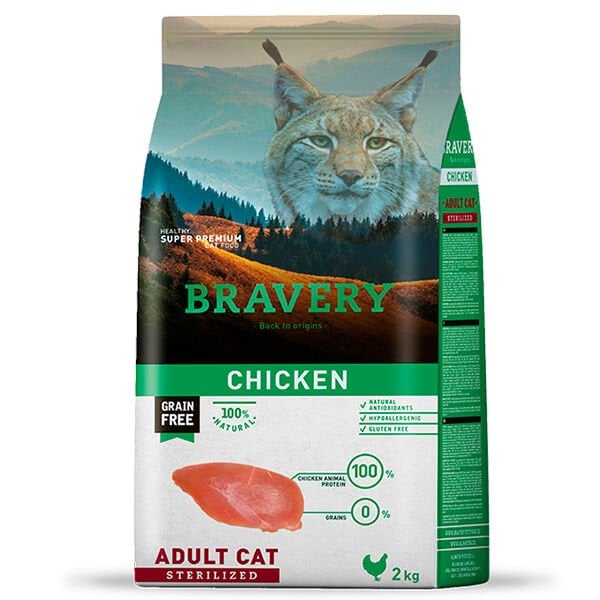 Bravery Tavuklu Tahılsız Kısılaştırılmış Kedi Maması 7 Kg