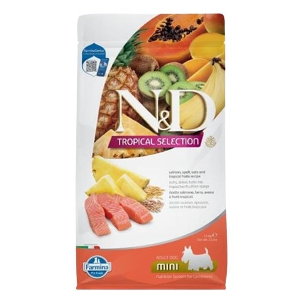 ND Tropical Selection Somonlu ve Tropical Meyveli Mini Irk Yetişkin Köpek Maması 1.5 Kg